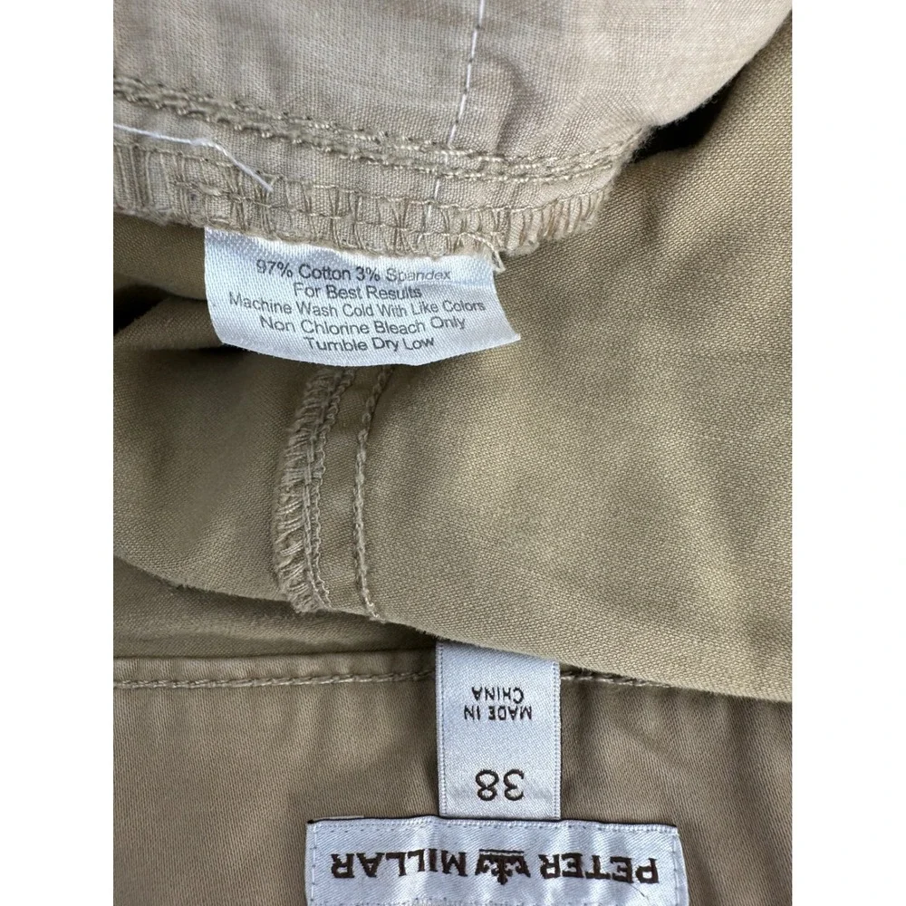 Peter Millar Mens 38x30 Tan Cotton Stretch 5-Pocket Straight Leg Pants Khaki
